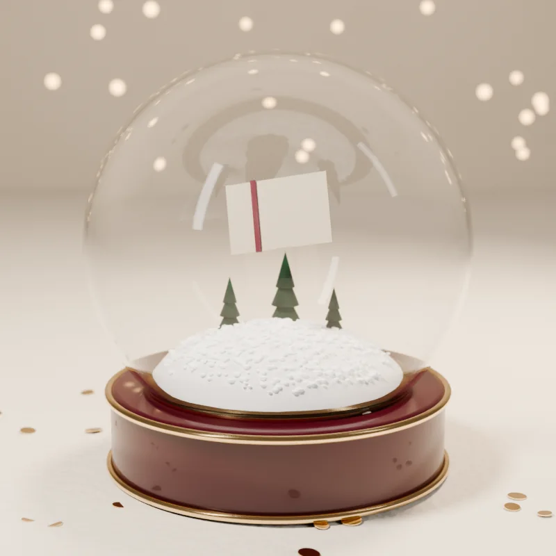 Snow globe with a folded name slip inside